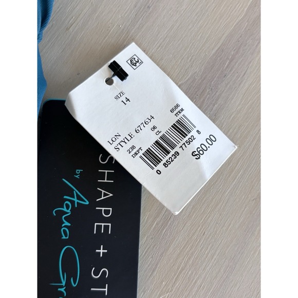 Aqua Green Women's Teal Shape & Style Full Coverage One-Piece Swimsuit NWT Sz 14 - Picture 12 of 12